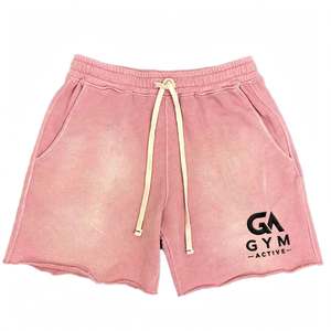 GYM Active High Quality Custom 100%Polyester Canvas Vintage Sports <b>Shorts</b> Women Men Hot Sale Summer Acid Wash Streetwear <b>Zipper</b> - Product Image 1