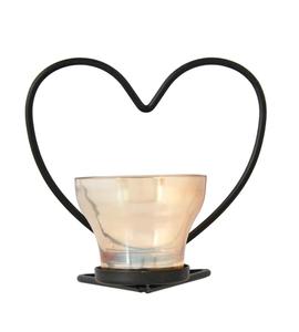 Candelabro Moderno de Hierro Forjado en Forma de Corazón con Copa de Vidrio para Decoración del Hogar y Bodas - Product Image 1