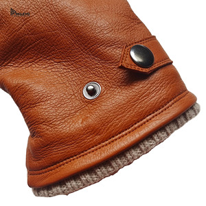 Gants en cuir pour homme en peau de cerf importée des États-Unis, doublure en fourrure, confortables, chauds, avec bouton de fermeture, pour l'extérieur, le quotidien, les voyages d'affaires - Product Image 6