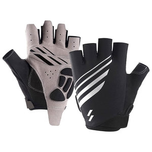 Summer <b>Half</b> Finger Breathable Cycling Gloves Black Gray Textile Weaving Adjustable Wrist Strap Unisex Racing Non <b>Slip</b> Hook Loop - Product Image 4