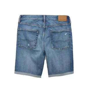 Shorts en jean délavé pour homme, coupe droite, taille mi-haute, décontracté, hiver, en tissu tricoté polyester/coton, avec poches - Product Image 2