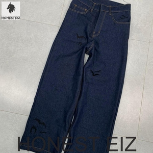 Honest Eiz <b>Men's</b> High Waist Ripped Canvas Breathable Lightweight Casual Regular Fit Stonewashed Zipper Fly Jeans 100% Cotton - Product Image 1