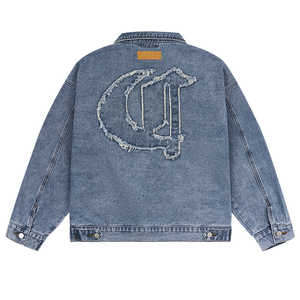 Veste en jean indigo foncé de qualité supérieure |   Vêtements d'extérieur en jean classiques pour hommes minimalistes - Product Image 3