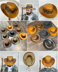 Sombrero de Vaquero de Cuero Vacuno Genuino de Alta Calidad, Personalizado y de Lujo, con Banda Trenzada, Estilo Vintage, Protección Solar para Exteriores, para Adultos - Product Image 3