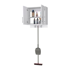 Carmelita 2-Door 2-Shelf White <b>Wall</b> <b>Storage</b> Cabinet with Hangers - Product Image 3