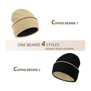Vente en gros de bonnets de haute qualité avec logo jacquard personnalisé et doublure en satin à l'intérieur du bonnet - Product Image 5