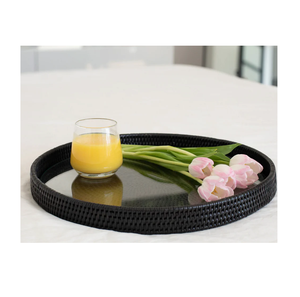 Top Quality Rattan Serving Storage Tray For Coffee Snacks Breakfast Cane Decorative Custom Organizer Tray Platter For Tableware - Product Image 6