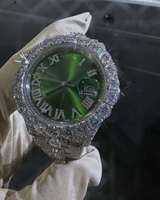 Montre à quartz à cadran vert, bracelet en strass, affichage de la date, lunette en cristal, style bijou