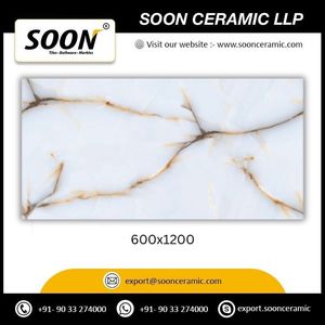Carreaux de sol en porcelaine effet marbre blanc brillant I-ZARA 600x1200mm pour utilisation intérieure dans le salon - Product Image 2