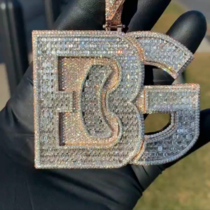 Luxury Iced Out Custom Letter <b>Charm</b> Pendant VVS Moissanite Diamonds Rose Gold <b>Silver</b> Plated Hip Hop Party Statement Necklace - Product Image 3