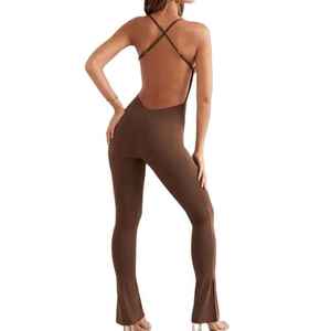 Mono de una pieza sin espalda para mujer, ideal para gimnasio, fitness y yoga, venta al por mayor - Product Image 2