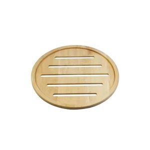 Salvamanteles Redondo de Madera Natural con Ranuras para Protección contra el Calor y Decoración Elegante de Mesa, Diseño Moderno y Sencillo, Salvamanteles de Madera de Mango - Product Image 1