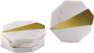 Amazing Design Marble <b>Coaster</b> With Brass Strip Stone <b>Coaster</b> With Brass Mats & Pads At very best affordable Price - Product Image 4