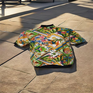 Tunique décontractée pour femme, longueur maxi, à manches courtes, en coton fait main, imprimé floral, respirante et écologique, idéale pour les fêtes sur la plage - Product Image 1