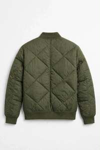 Blouson bomber épais coupe-vent pour homme à col montant, fermeture éclair, extérieur polyester/coton, rembourrage en coton, lettres imprimées en sérigraphie - Product Image 2