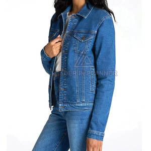 Veste en jean pour femme, grande taille, respirante, personnalisée avec logo imprimé, haute qualité à bas prix. - Product Image 3