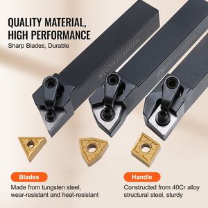 Set di 3 Utensili da Taglio per Tornio CNC in Metallo Resistente da 5/8 Pollici con Inserti in Carburo Rivestiti in Titanio per Portautensili da Tornitura - Product Image 5