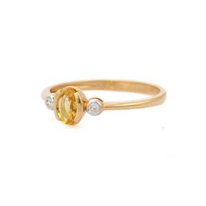 18K Yellow Gold Sapphire Engagement <b>Ring</b> with VVS2 <b>Diamond</b> - Product Image 3