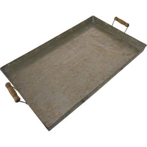 Bandeja ovalada de hierro galvanizado con asa de cuerda, bandeja para servir, centro de mesa decorativo para mesa de café, bodas y fiestas - Product Image 2