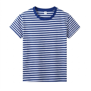 Camiseta a Rayas Unisex, Clásica, Informal, de Algodón, Personalizable con Logotipo OEM, Camiseta a Rayas de Moda Casual - Product Image 5