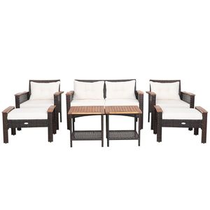 Set di Mobili da Conversazione in Rattan con Cuscini per Patio, 7 Pezzi - Product Image 4