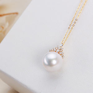 Pendentif en perle d'eau douce Edison de 11-12 mm, or 18 carats, reine des neiges glacée, forte luminosité, grande perle blanche, collier fin, pendentifs - Product Image 2