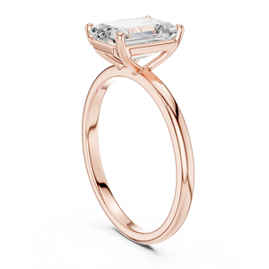 แหวนเพชรทรงมรกตแบบคลาสสิก ตัวเรือนทอง 14Kt 18Kt หรือแพลตตินั่ม ดีไซน์เรียบหรู สำหรับงานหมั้นและงานแต่งงาน เครื่องประดับชั้นดี - Product Image 3