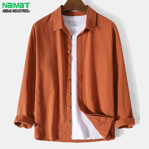 NAIMAT Men's Solid Color Cotton Shirt and <b>Pants</b> Set Turn-<b>down</b> Collar Casual Summer Wear Breathable Woven Outfit - Product Image 2