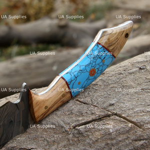 Cuchillo de Caza y Camping Fijo de 10 Pulgadas, Forjado a Mano en Acero de Damasco, Punta Recta, Afilado como una Navaja, con Funda de Cuero, OEM, ODM, Personalizable - Product Image 4