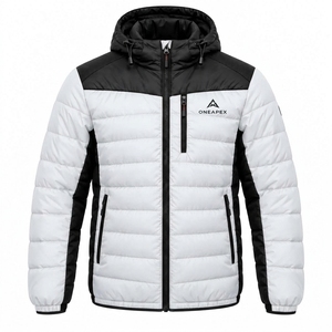 Chaqueta Acolchada con Capucha para Hombre Custom One Apex, Color Negro y Blanco, Chaqueta de Plumón Ligera para Invierno y Actividades al Aire Libre - Product Image 3