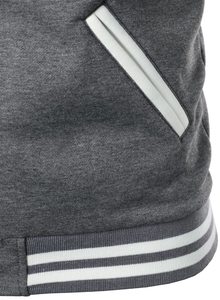 <b>Men's</b> Turquoise Varsity <b>Jacket</b> <b>White</b> Sleeves PU Fabric Windproof Single Button Closure Stand Collar Front Regular Fit Autumn - Product Image 6
