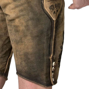 OEM Custom Bavarian <b>Leather</b> <b>Pants</b> for <b>Men</b> Mid Waist Casual Style Embroidered Traditional Wear Premium Quality Lederhosen - Product Image 2