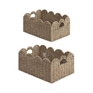 Organisateur décoratif rectangulaire avec poignées, ensemble 2 de panier de rangement, panier de conteneurs, panier de rangement à linge en gros - Product Image 1