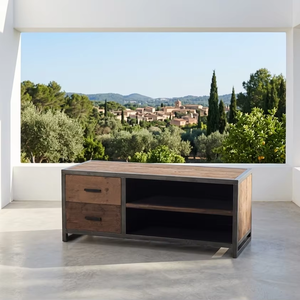 Table de chevet en bois massif Sindi avec porte coulissante à tambour, finition naturelle, style scandinave, mobilier haut de gamme pour chambre à coucher et hôtel - Product Image 5