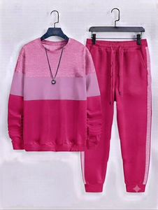 Conjunto de Sudadera con Capucha y Bloques de Color para Hombre, Pantalones Jogger Acampanados con Cordón, Chándal Casual de Poliéster y Algodón de Manga Larga y Tejido Grueso - Product Image 6