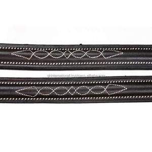 Correa de cuero para cejas de caballo, banda de cuero prémium con relleno suave y costuras de bordes, todas las formas, elegante, cosido, negro, marrón o bronceado - Product Image 1