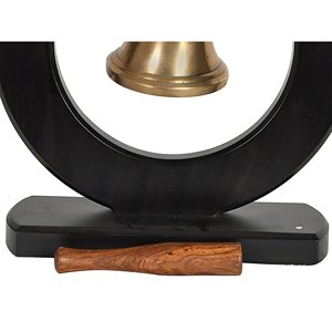 Handmade Brass Bell on Wooden <b>Stand</b> with Mallet Indian Home Decor Item Bell with <b>Stand</b> - Product Image 4