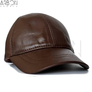 Nouvelles casquettes en cuir marron vieilli faites à la main, tendance, personnalisées, de marque, vintage, très demandées, service OEM ODM, prix de gros - Product Image 5