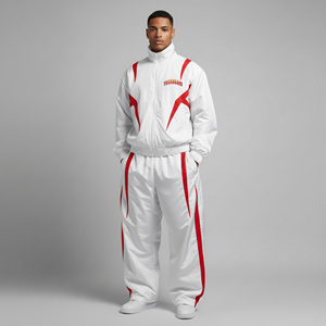 Survêtement homme 100% nylon OEM/ODM, logo imprimé sur mesure, 2 couleurs, style streetwear, respirant et confortable, ensemble 2 pièces. - Product Image 3