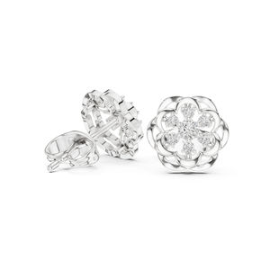 Boucles d'oreilles de fiançailles en or blanc 14 carats avec diamant rond cultivé en laboratoire pour femmes |   Nouveau diamant cultivé - Product Image 5