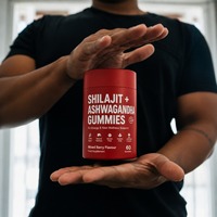Gummies sans gélatine saveur baies mélangées Shilajit & Ashwagandha, marque privée OEM, pour l'énergie et le bien-être masculin