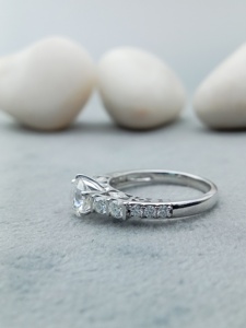 Bague de fiançailles et de mariage D'VINS JEWELS tendance, forme ronde, taille brillante, or rose plaqué, couleur D blanc, certifiée, avec diamant de laboratoire - Product Image 6