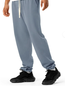 Pantalon de survêtement gris en coton pour homme, taille élastique, poches latérales, décontracté, pour l'automne - Product Image 3
