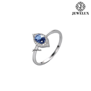 Bague en argent 925 pour femme Jewelux, saphir taille poire, sertissage pavé, bague de fiançailles romantique, pierre précieuse en forme de goutte d'eau, d'Inde - Product Image 5