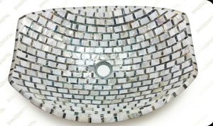 Lavabo Moderno de Nácar Ecológico con Mosaico para Encimera de Baño y Cocina, Decoración Costera - Product Image 1