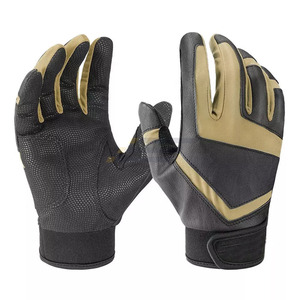 Gants de frappeur de softball en cuir personnalisables, fermeture auto-agrippante, respirants, séchage rapide, durables, pour joueurs droitiers, taille XXL, noirs - Product Image 5