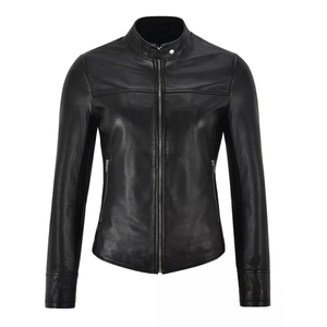 High Quality Women's Winter Knitted <b>Quilted</b> Leather <b>Jacket</b> Long Sleeves Solid <b>Pattern</b> Outdoor Waterproof Breathable Windproof - Product Image 1