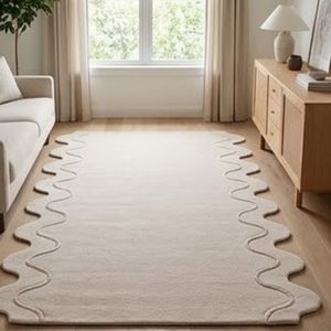 Tapis rectangulaire uni tendance moderne en coton biologique tissé plat antidérapant pour salon - Product Image 6