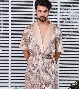 Wholesale <b>Men's</b> Knitted Summer Casual Long Sleeve Belted <b>Robe</b> Luxury Plus Size Spa Bathrobe Sleepwear - Product Image 6
