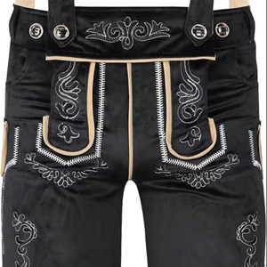 Pantalones de Cuero Bordados de Estilo Antiguo para Hombre, Talla Grande |   Pantalones Cortos de Cuero Bávaro con Aspecto Antiguo |   Hecho a Mano, Ecológico, para el Verano - Product Image 1